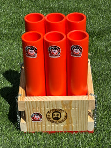 The "Musket Shot" Fireworks Cake & Mortar Rack With 6 Orange HDPE DR11 Mortar Tubes as Featured by CodyBPyrotechnics!