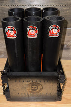 Load image into Gallery viewer, The &quot;Musket Shot&quot; Fireworks Cake &amp; Mortar Rack With 6 Black HDPE DR11 Mortar Tubes as Featured by CodyBPyrotechnics!