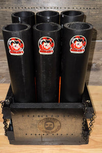 The "Musket Shot" Fireworks Cake & Mortar Rack With 6 Black HDPE DR11 Mortar Tubes as Featured by CodyBPyrotechnics!