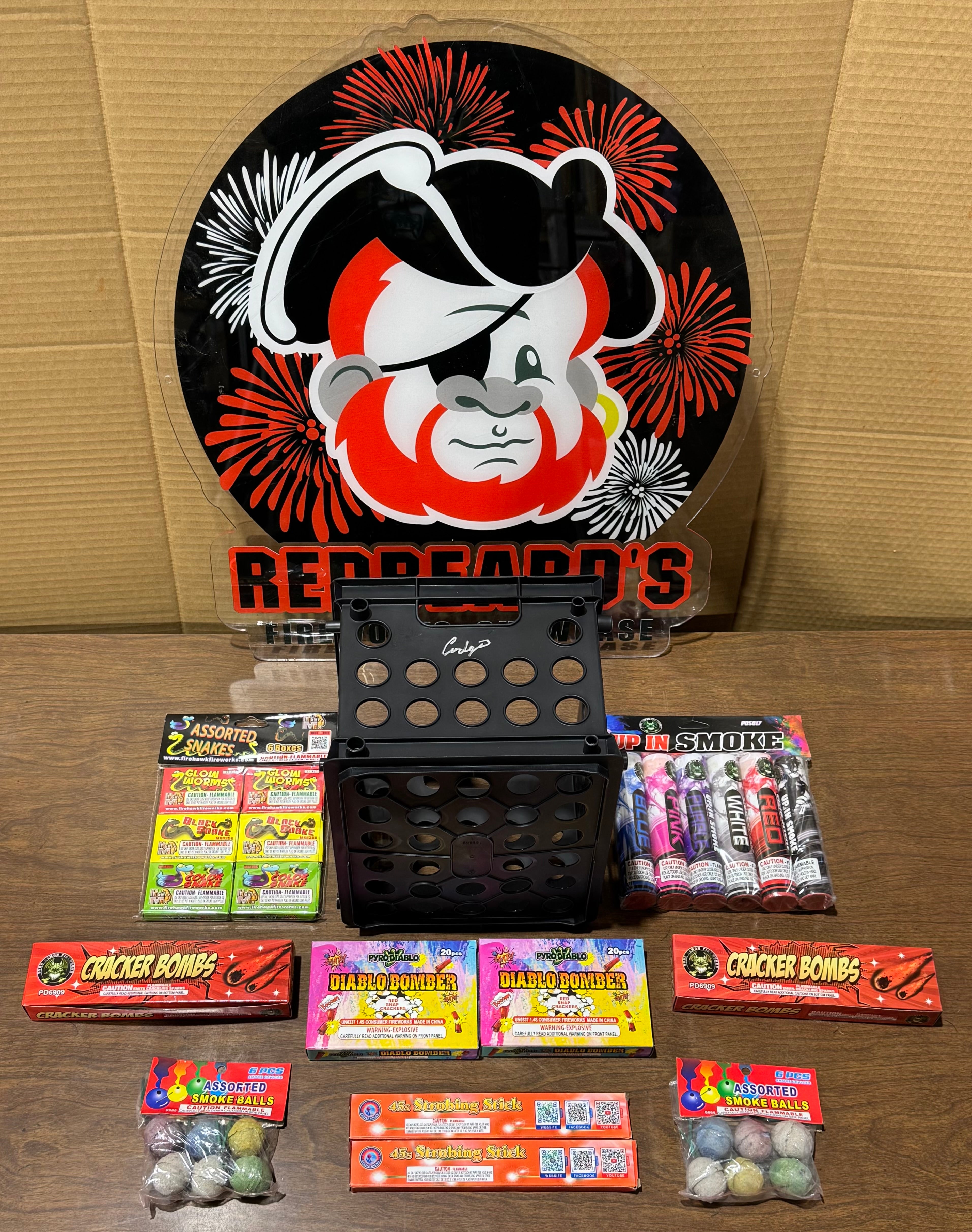 F01C- Cody B Pyrotechnics Mini Milk Crate Novelty Assortment
